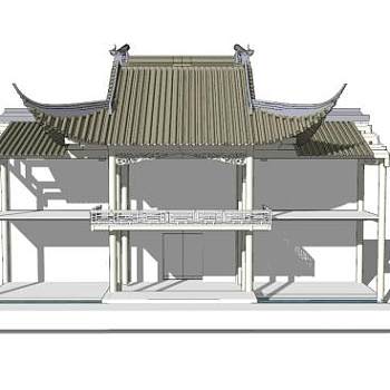 中式戏台建筑SU模型下载_sketchup草图大师SKP模型