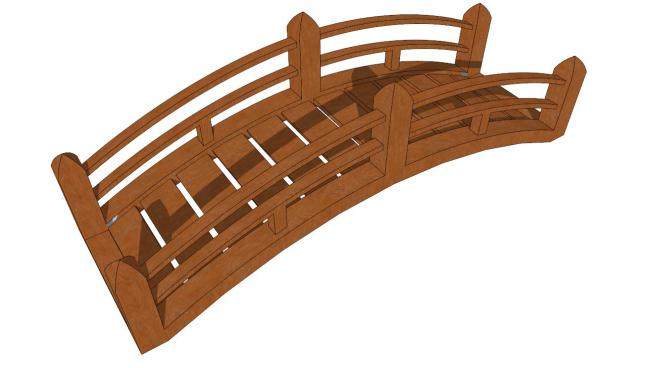 木质景观小拱桥su模型下载_sketchup草图大师SKP模型