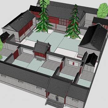 传统四合院建筑SU模型下载_sketchup草图大师SKP模型