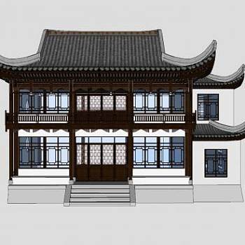 仿古中式房屋建筑SU模型下载_sketchup草图大师SKP模型