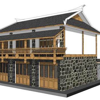 中式仿古居住SU模型下载_sketchup草图大师SKP模型