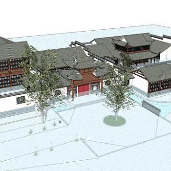 中式府邸建筑SU模型下载_sketchup草图大师SKP模型