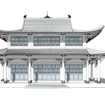 中式古典建筑SU模型下载_sketchup草图大师SKP模型