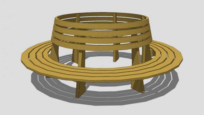 圆形坐凳树池su模型下载_sketchup草图大师SKP模型