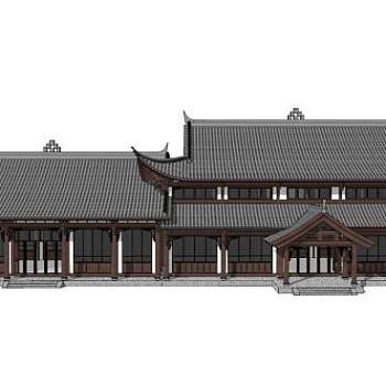 中式建筑阁楼房屋SU模型下载_sketchup草图大师SKP模型