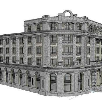 新中式民国风建筑SU模型下载_sketchup草图大师SKP模型