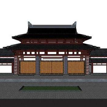 中式大门楼SU模型下载_sketchup草图大师SKP模型