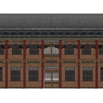 中式古建双层民房SU模型下载_sketchup草图大师SKP模型