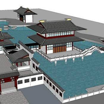 中式古建民俗居民房SU模型下载_sketchup草图大师SKP模型