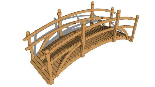 塑木拱桥su模型下载_sketchup草图大师SKP模型