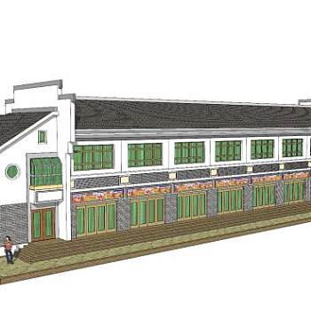 新中式徽派民房建筑SU模型下载_sketchup草图大师SKP模型