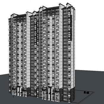 新中式高层住宅su模型下载_sketchup草图大师SKP模型