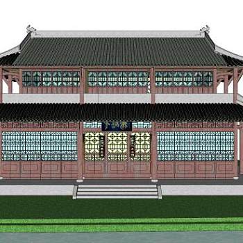 中式建筑楼阁SU模型下载_sketchup草图大师SKP模型