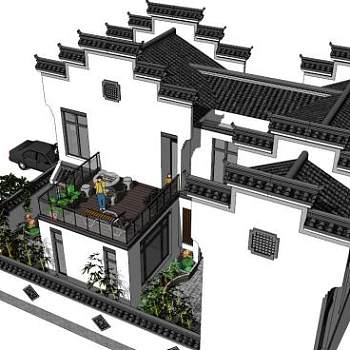 徽派建筑屋顶su模型下载_sketchup草图大师SKP模型