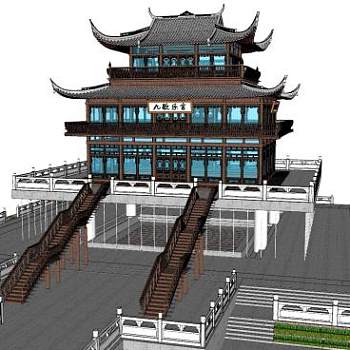 中式九歌乐宫建筑SU模型下载_sketchup草图大师SKP模型