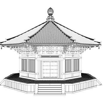 中式古建攒尖顶楼阁SU模型下载_sketchup草图大师SKP模型