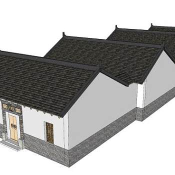 古建悬山顶居民房SU模型下载_sketchup草图大师SKP模型