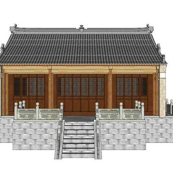 中式建筑八仙观正殿SU模型下载_sketchup草图大师SKP模型