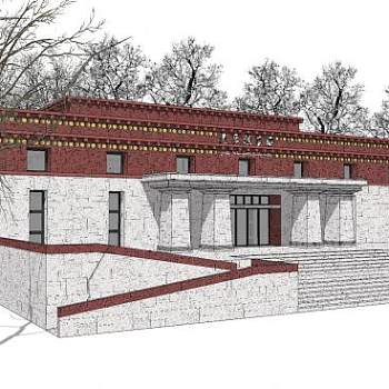 藏式风格建筑SU模型下载_sketchup草图大师SKP模型