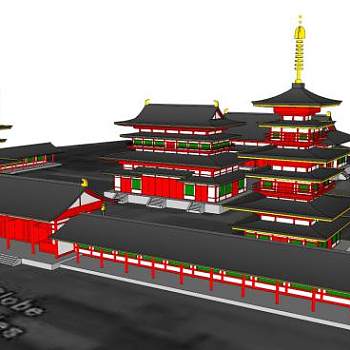 日式古建庙宇SU模型下载_sketchup草图大师SKP模型