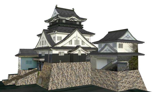 日式建筑城堡SU模型下载_sketchup草图大师SKP模型