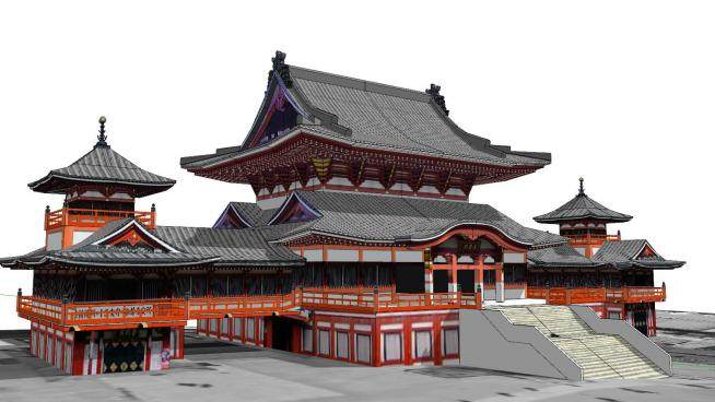 日式大悲殿建筑SU模型下载_sketchup草图大师SKP模型