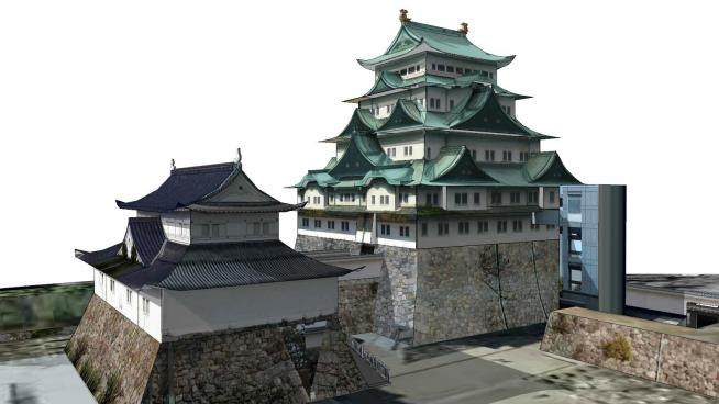 日式城堡建筑SU模型下载_sketchup草图大师SKP模型