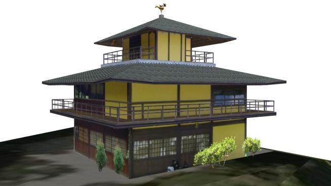 日式古建筑房屋外观SU模型下载_sketchup草图大师SKP模型