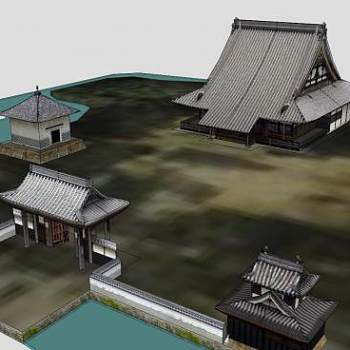 日式古建筑庭院SU模型下载_sketchup草图大师SKP模型