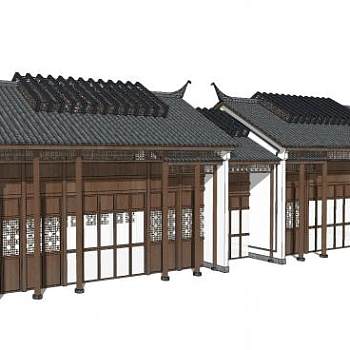 新中式白族建筑外观SU模型下载_sketchup草图大师SKP模型