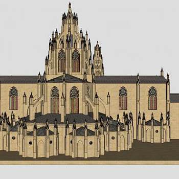 欧式哥特式教会堂SU模型下载_sketchup草图大师SKP模型