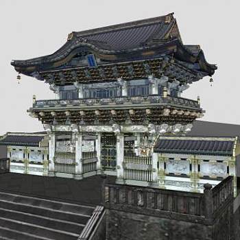 日式古建大门SU模型下载_sketchup草图大师SKP模型