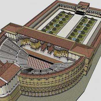 庞贝剧院建筑SU模型下载_sketchup草图大师SKP模型