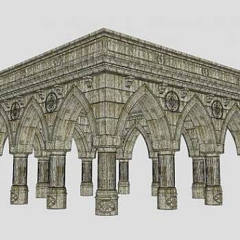 古神庙建筑SU模型下载_sketchup草图大师SKP模型