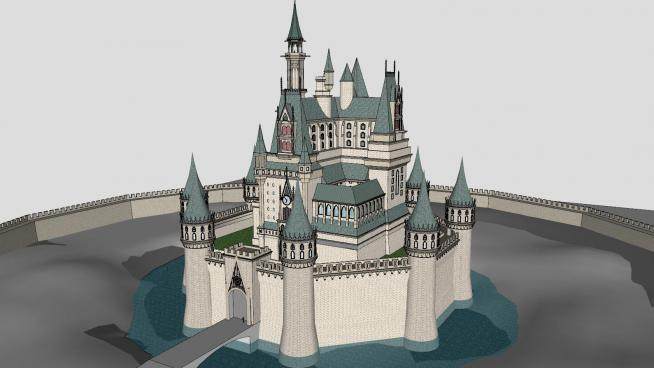 欧式城堡城楼SU模型下载_sketchup草图大师SKP模型