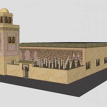 古典清真寺建筑SU模型下载_sketchup草图大师SKP模型