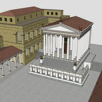 欧式神庙古建筑SU模型下载_sketchup草图大师SKP模型