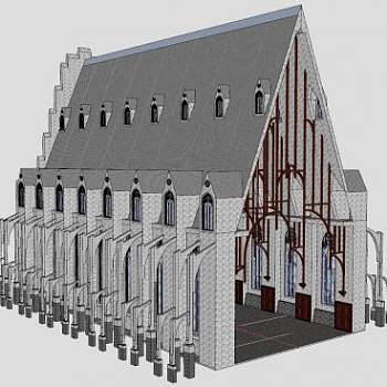 欧式教会堂室外建筑SU模型下载_sketchup草图大师SKP模型