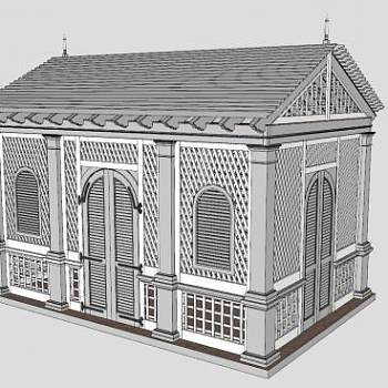 精细屋板条屋SU模型下载_sketchup草图大师SKP模型