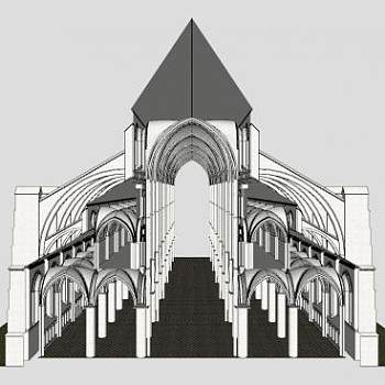 教会堂外部桁架SU模型下载_sketchup草图大师SKP模型