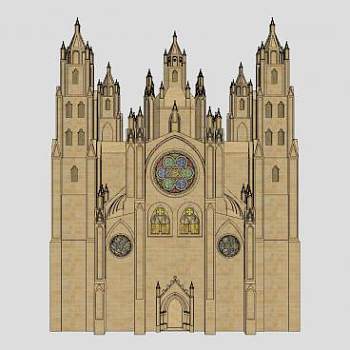 哥特式教会堂建筑SU模型下载_sketchup草图大师SKP模型