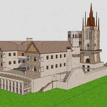 欧式古堡城堡建筑SU模型下载_sketchup草图大师SKP模型