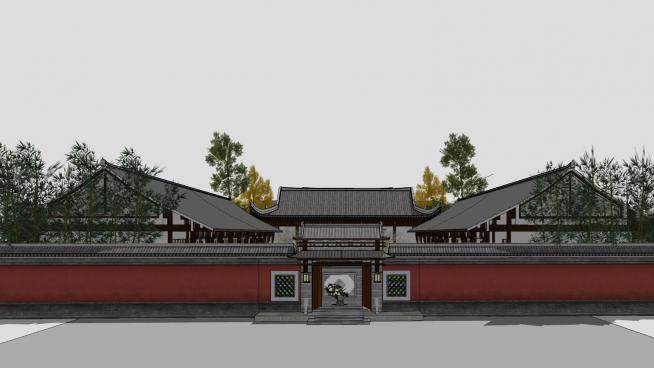 中式古建民房院落SU模型下载_sketchup草图大师SKP模型
