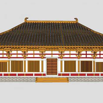 中式古建庑殿顶殿宇SU模型下载_sketchup草图大师SKP模型