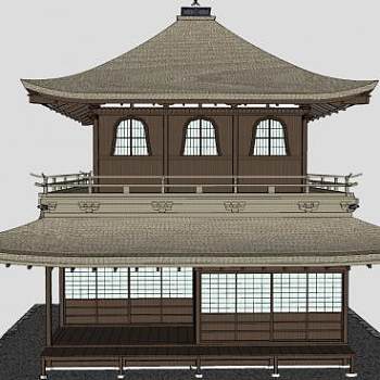 日式古建小楼SU模型下载_sketchup草图大师SKP模型