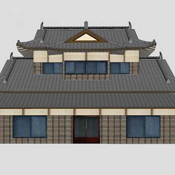 日式古建民房阁楼SU模型下载_sketchup草图大师SKP模型