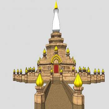 泰式古建寺庙SU模型下载_sketchup草图大师SKP模型