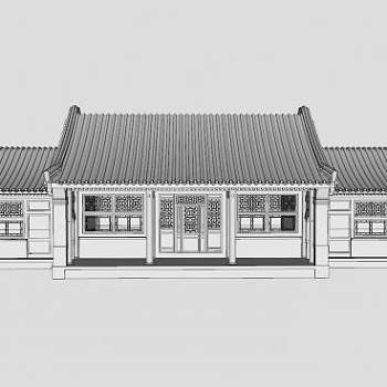 四合院正房外观SU模型下载_sketchup草图大师SKP模型