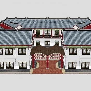 川西沁荷园建筑SU模型下载_sketchup草图大师SKP模型