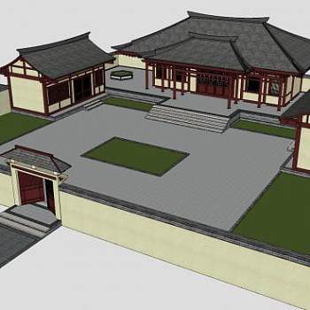 唐氏古建台上庙SU模型下载_sketchup草图大师SKP模型